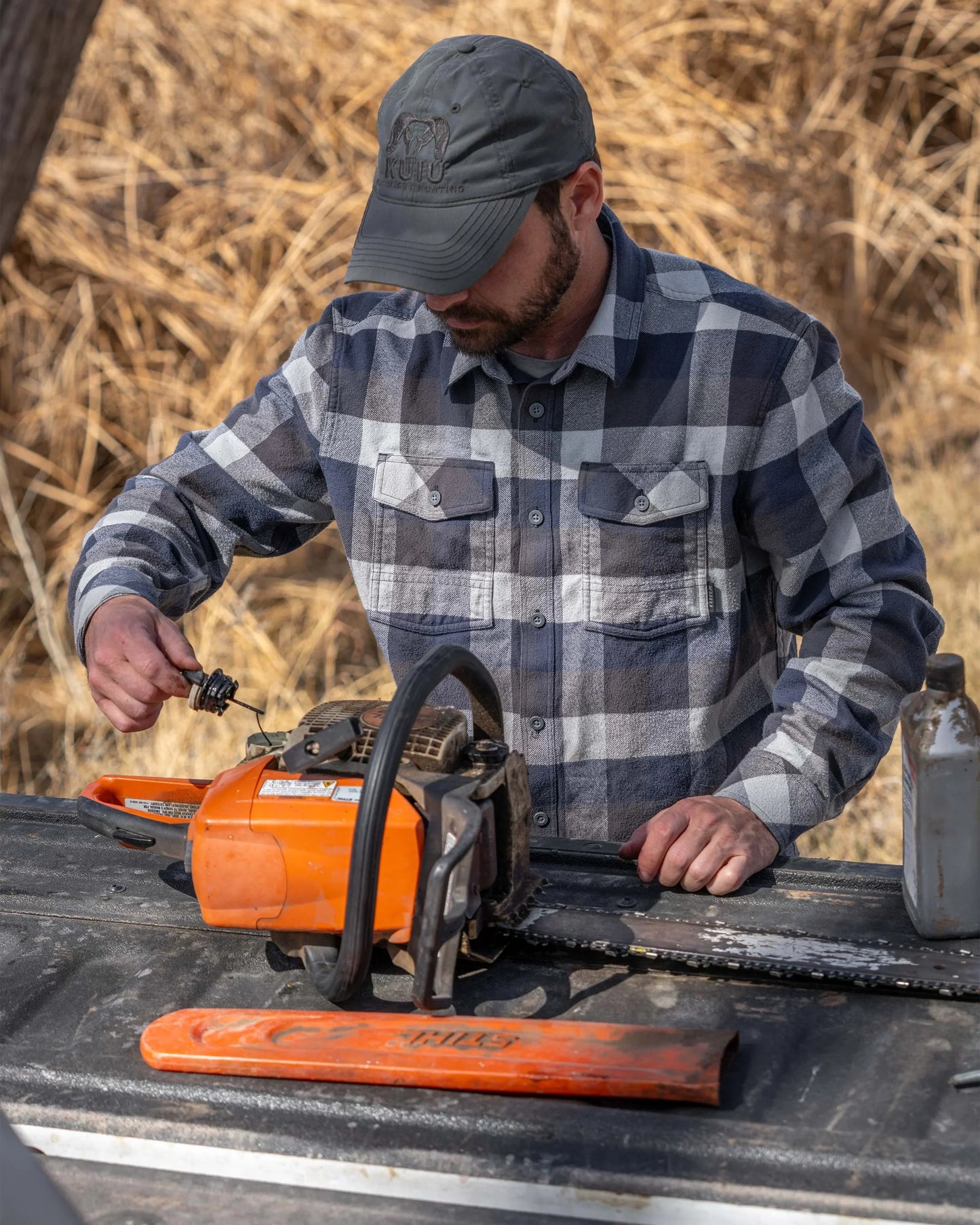 Field Flannel Shirt | Steel Blue Trio