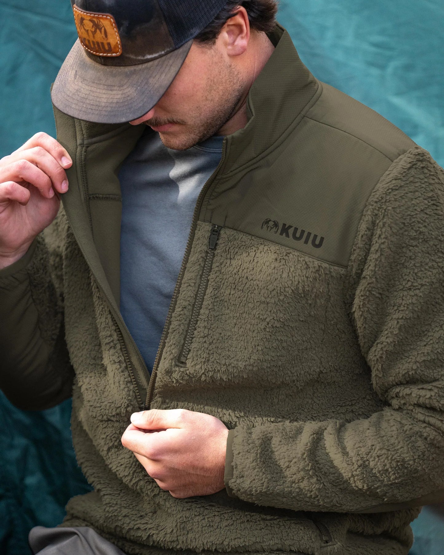 Sherpa Fleece Zip Pullover | Ash