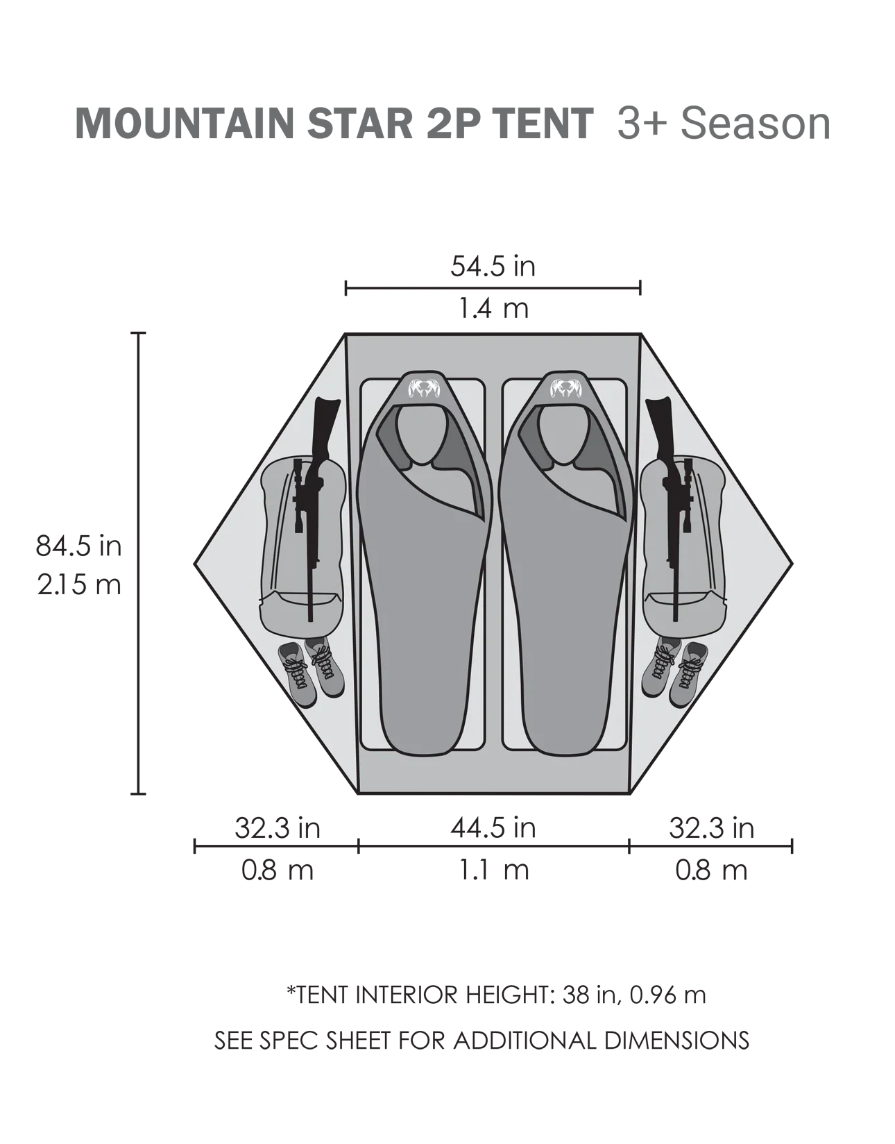 Mountain Star 2 Person Tent Set | Gunmetal-Camel