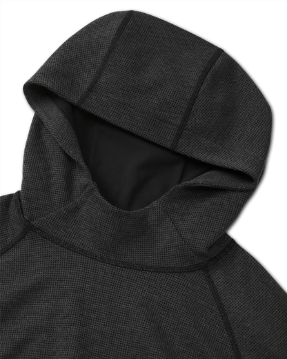 Canyon Waffle Hoodie | Black Heather