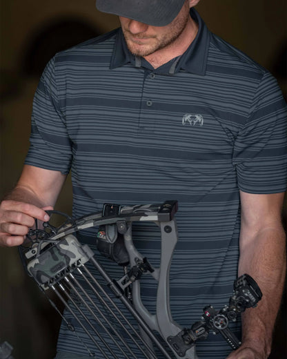 KUIU Performance Polo Stripe | Steel Blue Stripe