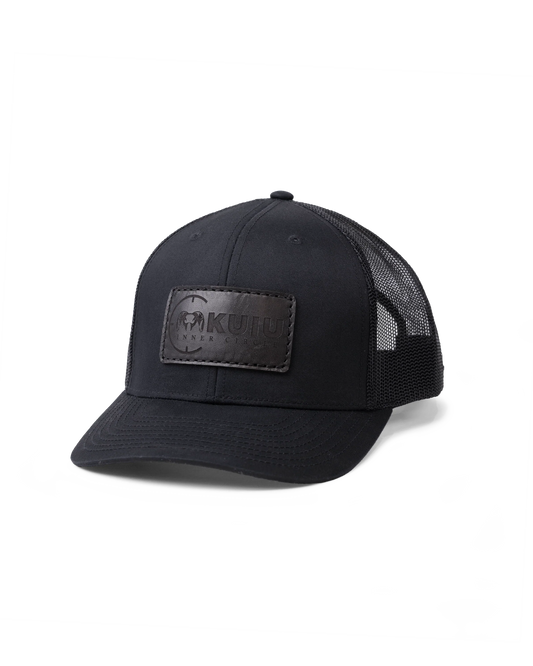 Inner Circle Leather Patch Hat | Black/Black