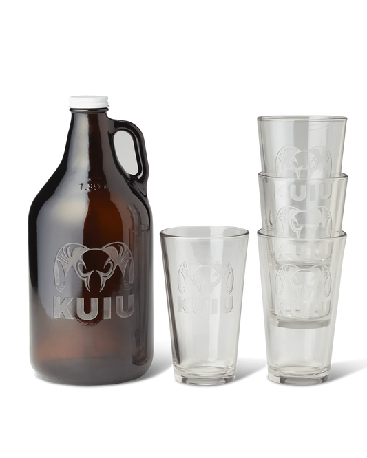 KUIU 64 oz Engraved Growler and Pint Glass Set | Clear